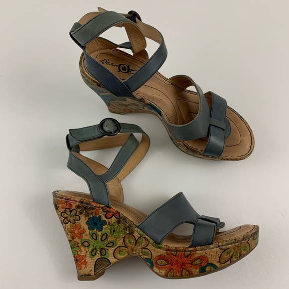 Born Shoes - Born Crown Leather Floral Wedge Sandals